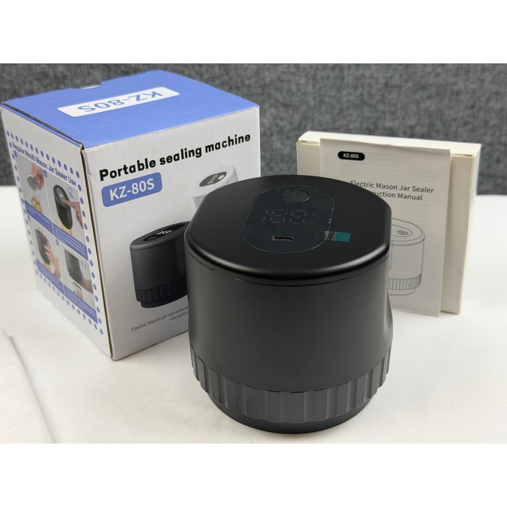 New Electric Mason Jar Vacuum Sealer Portable Sealing Machine KZ-80S Black USB-C